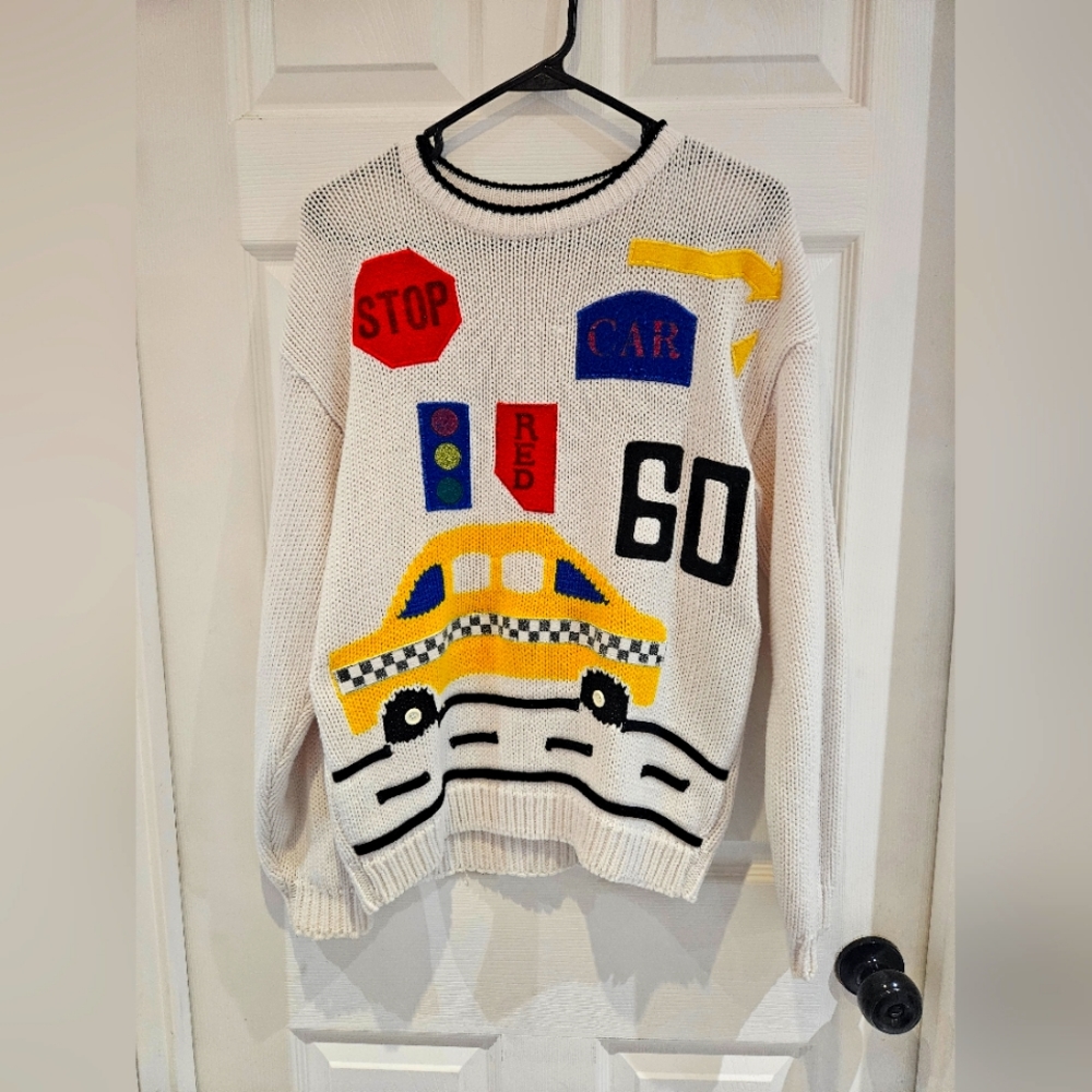 Vintage Bulky Patchwork Sweater - Size M